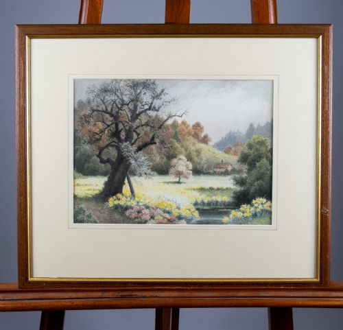 fig 1. Herbert George (b.1863) - Cottage In A Landscape. Signed. Watercolour.