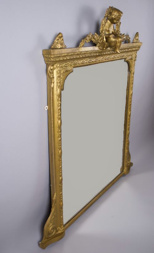 VICTORIAN GILT GESSO PUTTI CHERUB OVERMANTEL MIRROR - ADDITIONAL PHOTO 12