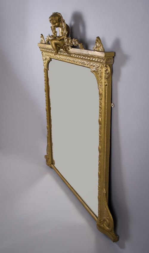 VICTORIAN GILT GESSO PUTTI CHERUB OVERMANTEL MIRROR - ADDITIONAL PHOTO 13