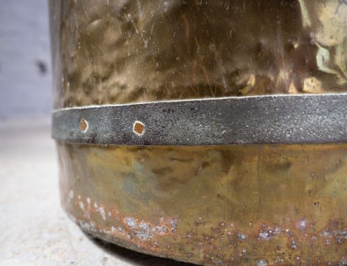 LARGE GEORGIAN BRASS COPPER IRON LOG BUCKET BIN - ADDITIONAL PHOTO 7