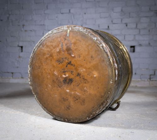 LARGE GEORGIAN BRASS COPPER IRON LOG BUCKET BIN - ADDITIONAL PHOTO 8