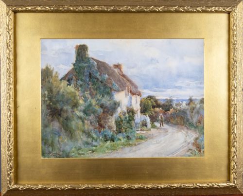 Tom Clough (1867-1943) - Figure on a Country Lane. Watercolour.