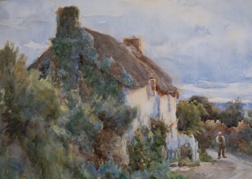 fig 2. Tom Clough (1867-1943) - Figure On A Country Lane. Watercolour.