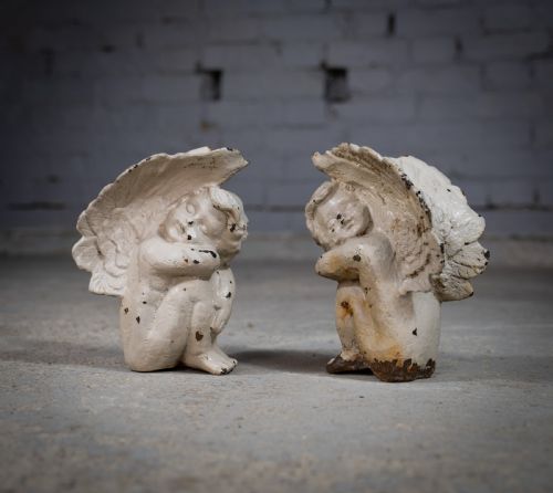 pair of 19th century victorian cast iron cherubs - CATEGORY: ANTIQUE METAL - DATED VICTORIAN