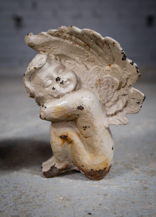 PAIR OF 19TH CENTURY VICTORIAN CAST IRON CHERUBS - ADDITIONAL PHOTO 13