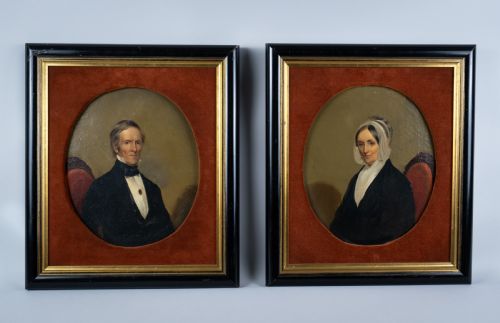 Pair 19th Century Portraits - Husband & Wife. English School.