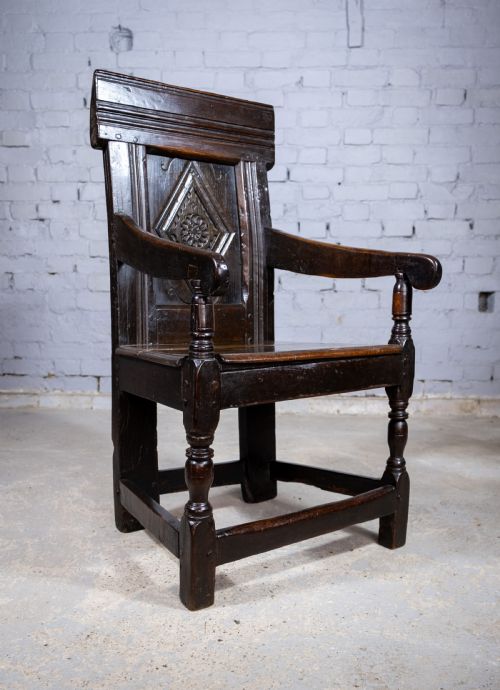 Charles I 17th Century Yorkshire Oak Wainscot Chair.