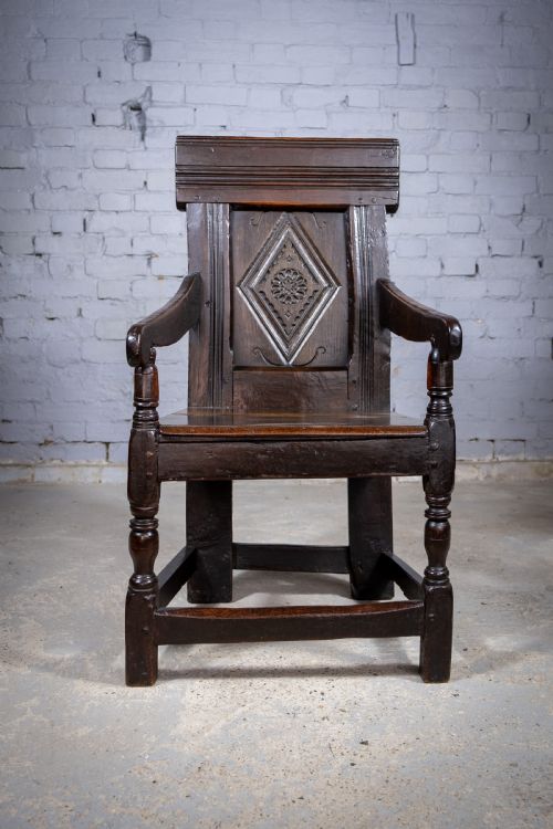 fig 1. Charles I 17th Century Yorkshire Oak Wainscot Chair.