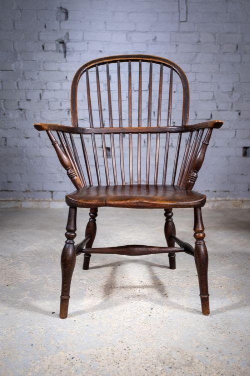 Georgian Bow Back Ash & Elm Windsor Chair with Maker's Stamp