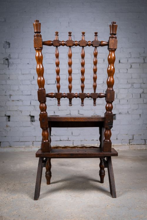 GEORGIAN OAK METAMORPHIC CHAIR LIBRARY STEPS - ADDITIONAL PHOTO 6