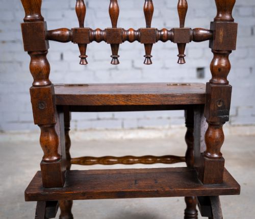GEORGIAN OAK METAMORPHIC CHAIR LIBRARY STEPS - ADDITIONAL PHOTO 7