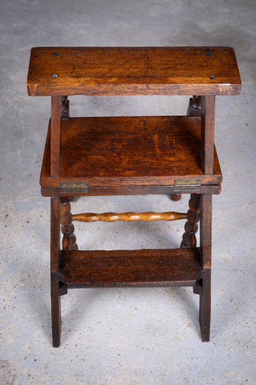GEORGIAN OAK METAMORPHIC CHAIR LIBRARY STEPS - ADDITIONAL PHOTO 10