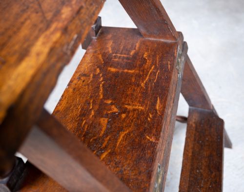 GEORGIAN OAK METAMORPHIC CHAIR LIBRARY STEPS - ADDITIONAL PHOTO 14