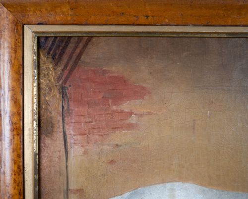 R COOPER 1849 PORTRAIT OF A WHITE HORSE IN STABLE SIGNED DATED OIL ON CANVAS - ADDITIONAL PHOTO 5