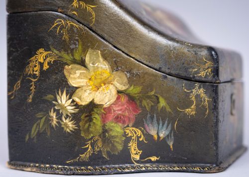 VICTORIAN PAPIER MACHE PAINTED STATIONARY BOX C1870 - ADDITIONAL PHOTO 5