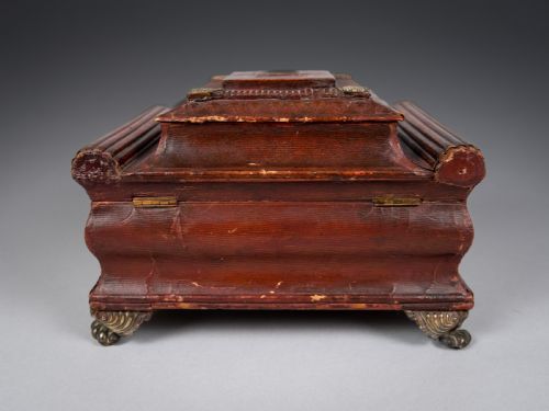 REGENCY RED LEATHER BRASS WORKBOX WITH SECRET COMPARTMENT - ADDITIONAL PHOTO 11
