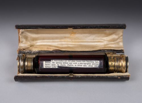 SILVER GILT RUBY GLASS SCENT BOTTLE IN CASE BY GEORGE BRACE LONDON - ADDITIONAL PHOTO 7