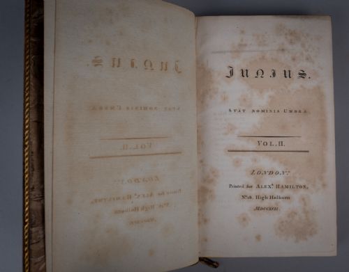 1792 LETTERS OF JUNIUS FIRST EDITION TREE CALF BINDING 2 BOOK SET - ADDITIONAL PHOTO 11