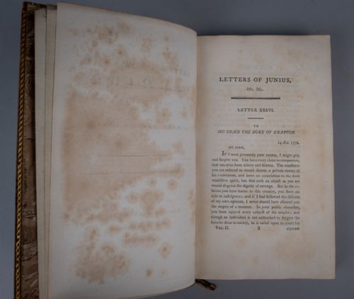 1792 LETTERS OF JUNIUS FIRST EDITION TREE CALF BINDING 2 BOOK SET - ADDITIONAL PHOTO 12