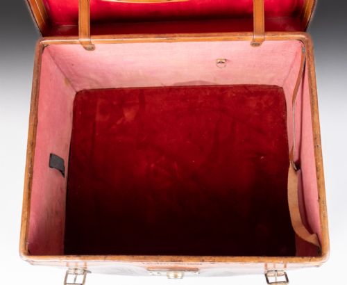 LARGE LEATHER LUGGAGE HAT BOX BY T EVINS CO EXETER - ADDITIONAL PHOTO 5