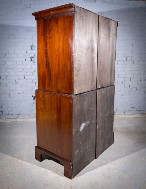 GEORGE III MAHOGANY TALLBOY CHEST ON CHEST WITH BRUSHING SLIDE - ADDITIONAL PHOTO 10