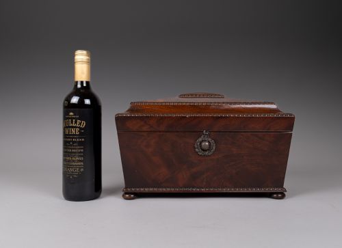 LARGE REGENCY ROSEWOOD TEA CADDY WITH FITTED INTERIOR AND ROYAL MARINE BADGES - ADDITIONAL PHOTO 14