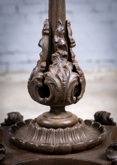 19TH CENTURY CAST IRON TILT TABLE WITH LATER FLAME MAHOGANY TOP - ADDITIONAL PHOTO 6