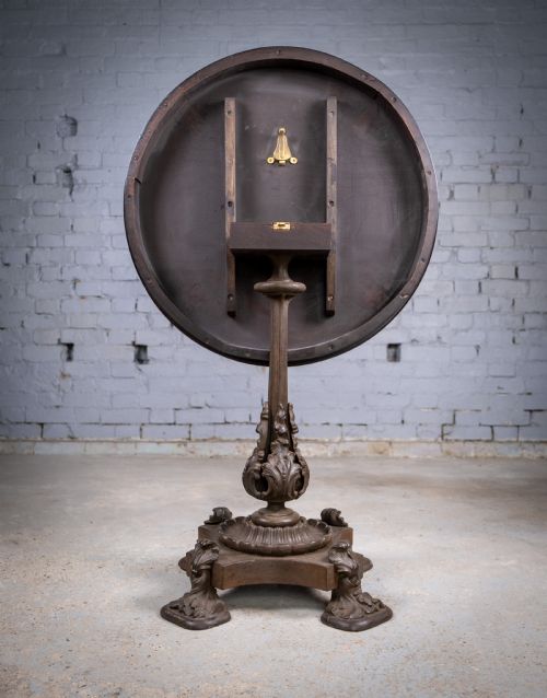 19TH CENTURY CAST IRON TILT TABLE WITH LATER FLAME MAHOGANY TOP - ADDITIONAL PHOTO 12