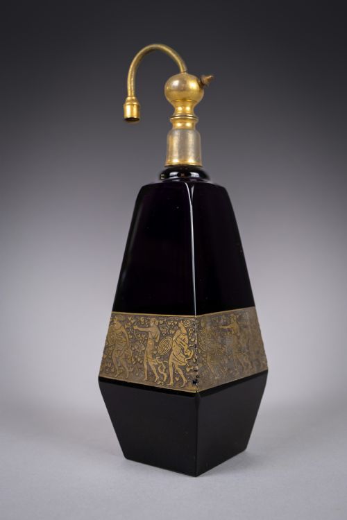 Large Moser Amethyst Glass Scent Bottle / Atomiser, C.1925.