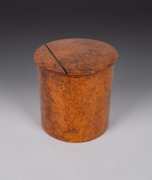 19TH CENTURY BURR WALNUT CYLINDRICAL TEA CADDY - ADDITIONAL PHOTO 7