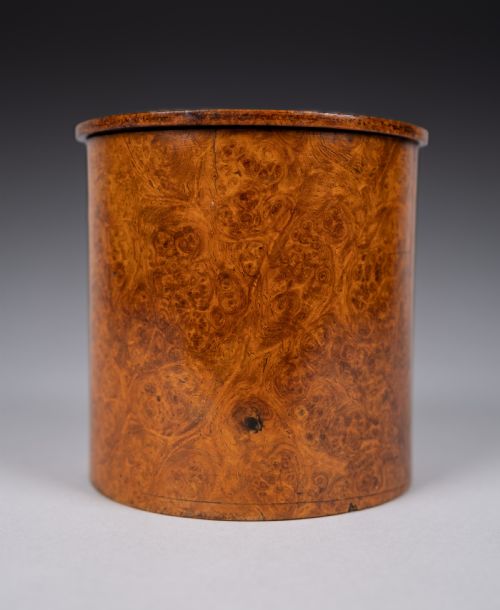 19TH CENTURY BURR WALNUT CYLINDRICAL TEA CADDY - ADDITIONAL PHOTO 8