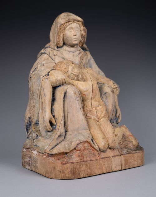 Large Bohemian Carved Lime Figure of the Pieta