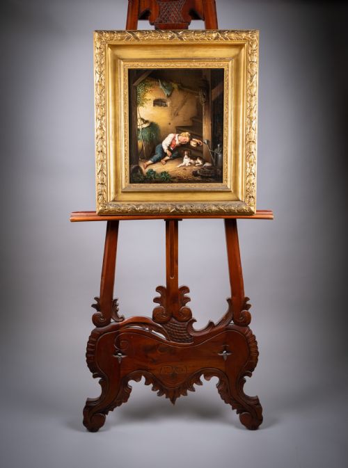 19TH CENTURY OIL ON CANVAS SLEEPING BOY WITH BUGS - ADDITIONAL PHOTO 9