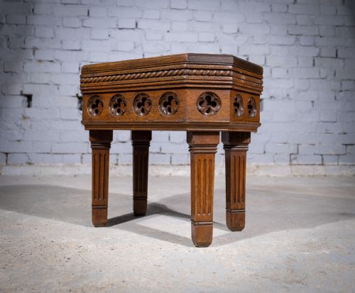 victorian gothic revival oak side table - CATEGORY: ANTIQUE TABLES - DATED VICTORIAN