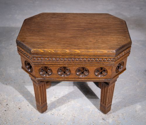 VICTORIAN GOTHIC REVIVAL OAK SIDE TABLE - ADDITIONAL PHOTO 8