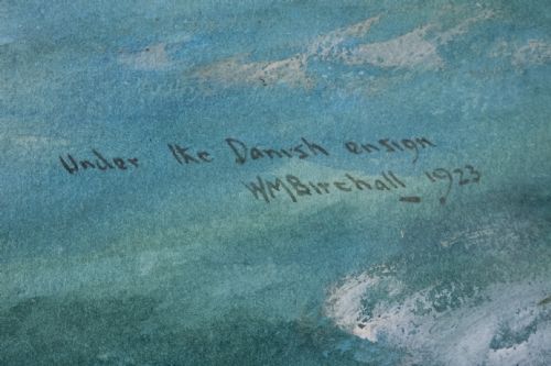 WILLIAM MINSHALL BIRCHALL 18841941 'UNDER THE DANISH ENSIGN' DATED 1923 WATERCOLOUR - ADDITIONAL PHOTO 7