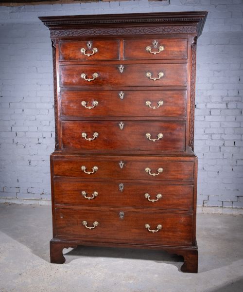 GEORGE III CHIPPENDALE PERIOD MAHOGANY CHEST ON CHEST TALLBOY - ADDITIONAL PHOTO 1
