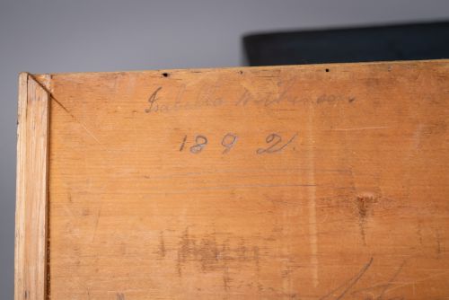 VICTORIAN PAINTED PINE TABLE TOP DRAWERS DATED 1892 - ADDITIONAL PHOTO 9