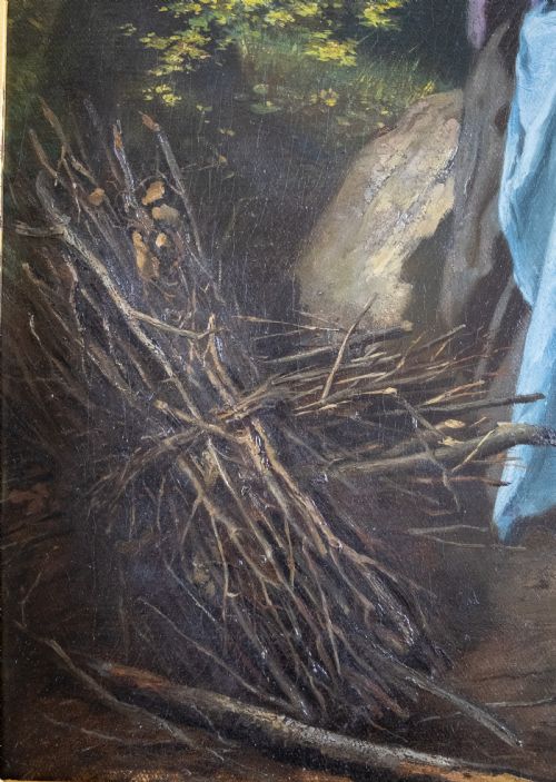 LARGE OIL ON CANVAS GRANDMOTHER CHILD IN WOODLAND - ADDITIONAL PHOTO 8