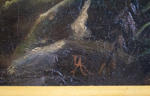 LARGE OIL ON CANVAS GRANDMOTHER CHILD IN WOODLAND - ADDITIONAL PHOTO 10