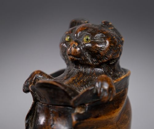 19TH CENTURY CARVED CAT IN BOOT NOVELTY INKWELL - ADDITIONAL PHOTO 13