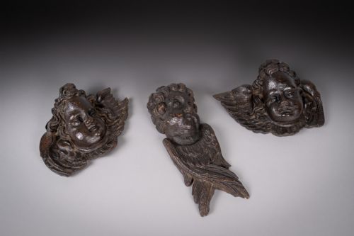 18th century carved cherubs angel - CATEGORY: ANTIQUE MISCELLANEOUS - DATED 18TH CENTURY