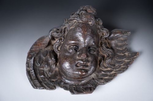 18TH CENTURY CARVED CHERUBS ANGEL - ADDITIONAL PHOTO 2