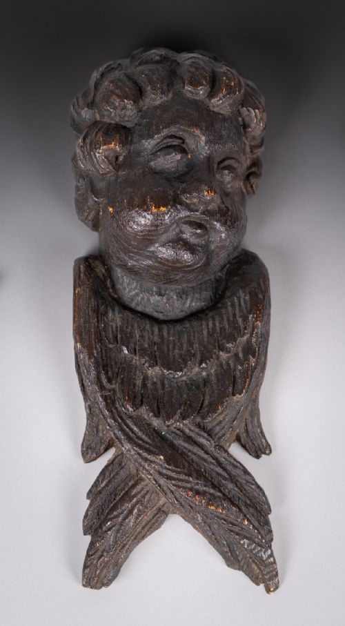 18TH CENTURY CARVED CHERUBS ANGEL - ADDITIONAL PHOTO 4