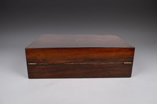 19TH CENTURY ROSEWOOD BRASS WRITING SLOPE WITH SHARE CERTIFICATES - ADDITIONAL PHOTO 11
