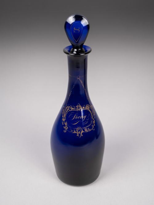 PAIR OF GEORGIAN BRISTOL AND RUBY GLASS DECANTERS SHERRY PORT - ADDITIONAL PHOTO 1