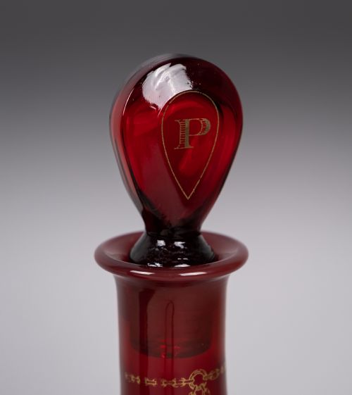 PAIR OF GEORGIAN BRISTOL AND RUBY GLASS DECANTERS SHERRY PORT - ADDITIONAL PHOTO 6