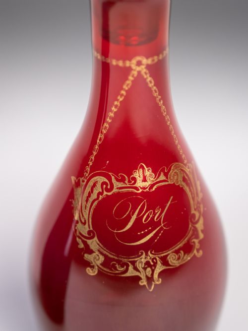 PAIR OF GEORGIAN BRISTOL AND RUBY GLASS DECANTERS SHERRY PORT - ADDITIONAL PHOTO 9
