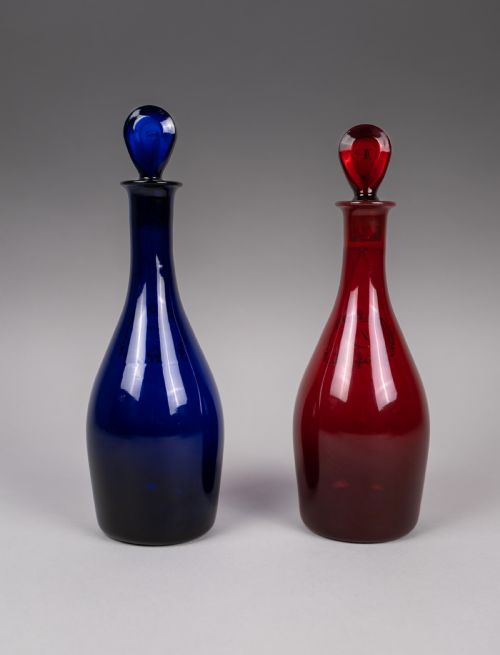 PAIR OF GEORGIAN BRISTOL AND RUBY GLASS DECANTERS SHERRY PORT - ADDITIONAL PHOTO 10