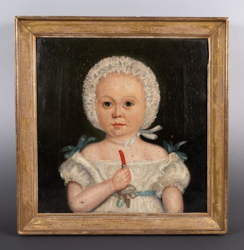 19TH CENTURY NAIVE PORTRAIT OF A YOUNG CHILD OIL ON CANVAS - ADDITIONAL PHOTO 3